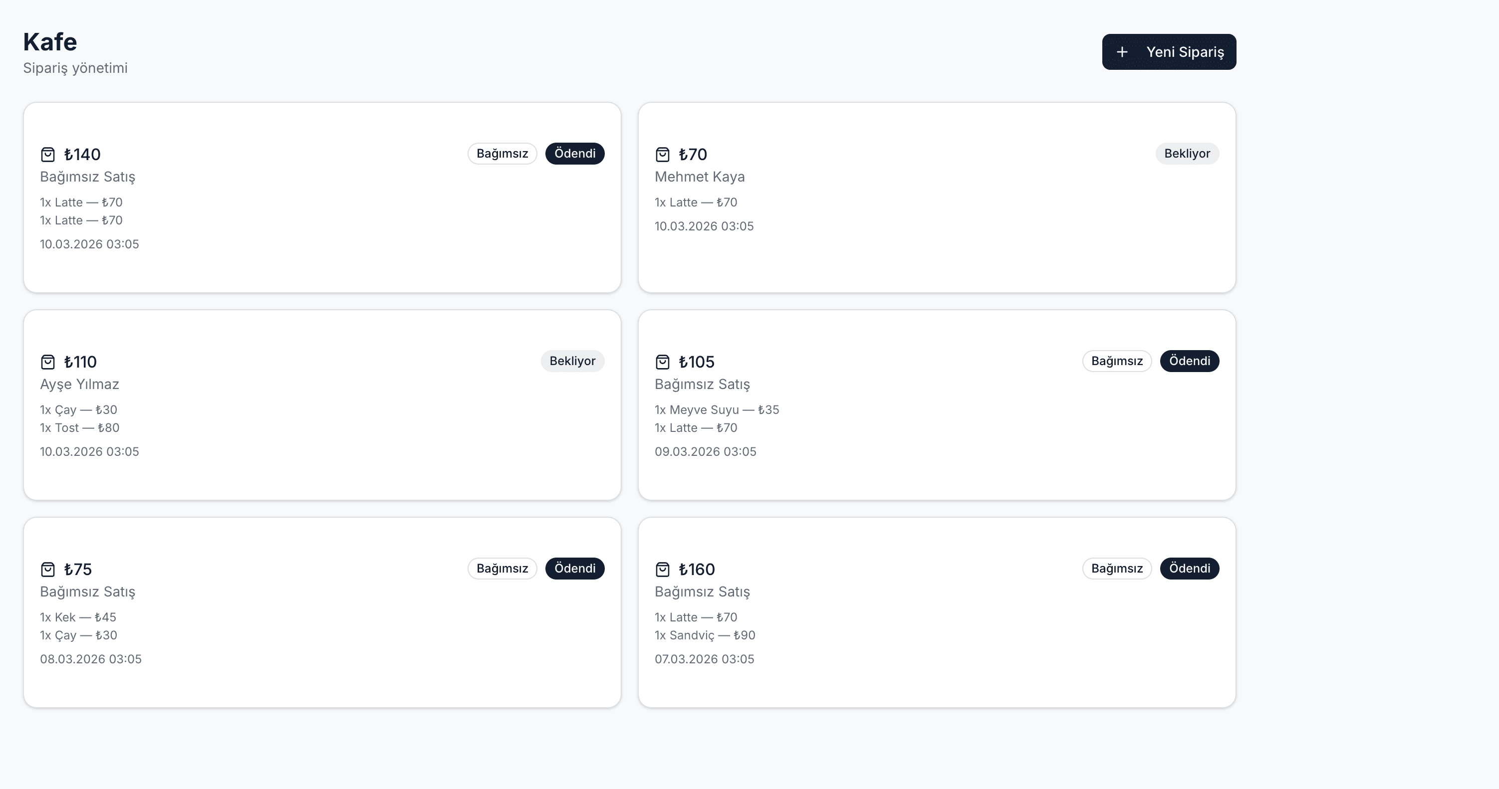 Entegre Kafe POS — Ekran Görüntüsü