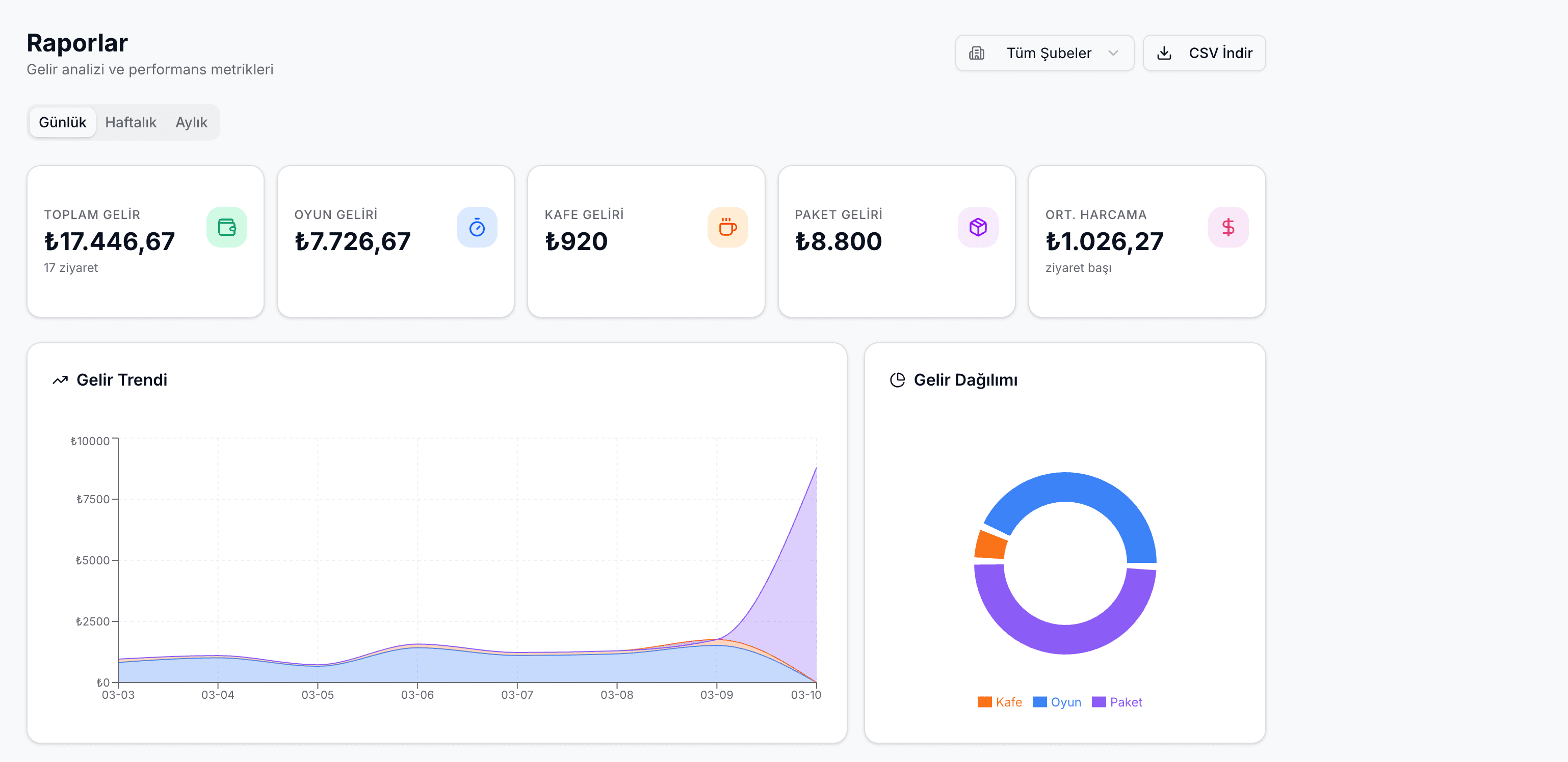 Gelişmiş Raporlama — Ekran Görüntüsü