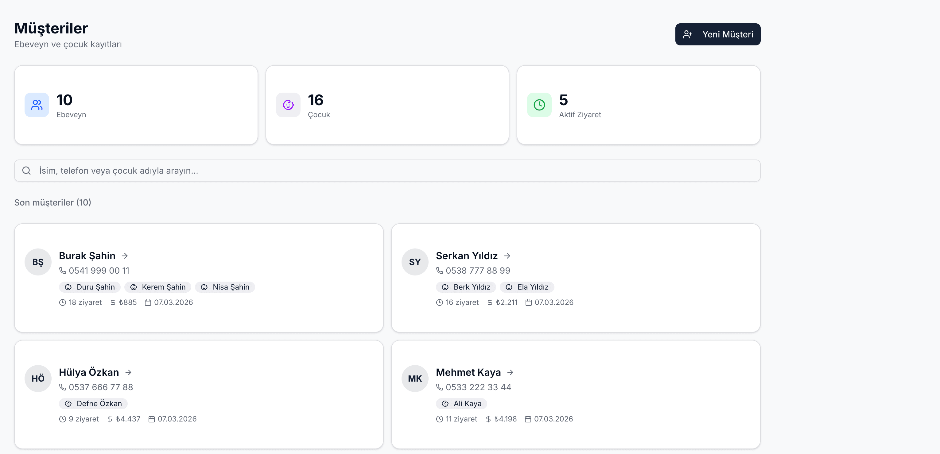 Müşteri CRM — Ekran Görüntüsü