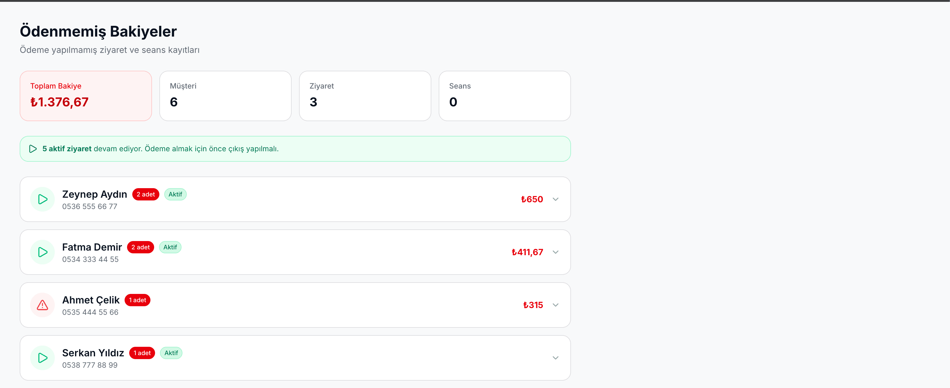 Ödeme Takibi — Ekran Görüntüsü